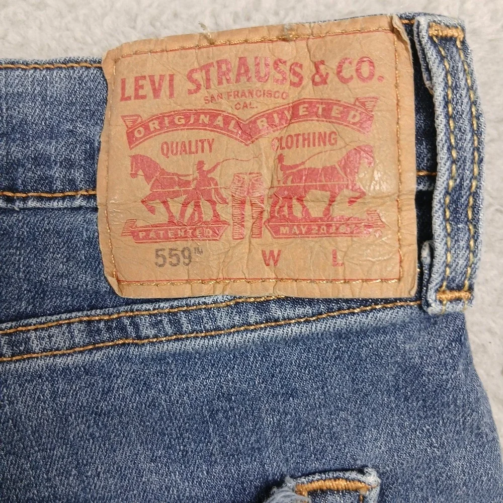 Levi's 559 Relaxed Straight Jeans Mens 52x32 Medium Wash Blue‎ Stretch EUC